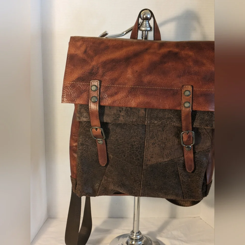 Messangerbag/ backpack brown dual tone leather - Picture 1 of 8